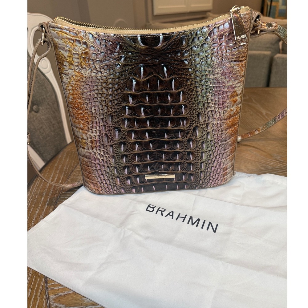Brahmin Katie Truffle Python Ombre Melbourne Crossbody Purse Leather Bag